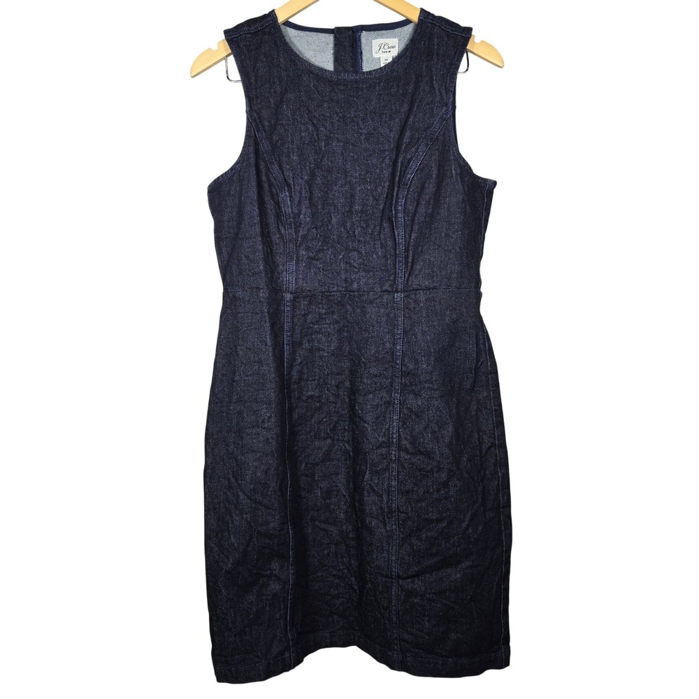 J. Crew Denim Sleeveless Sheath Dress Dark Wash Indigo AK226 Size 10